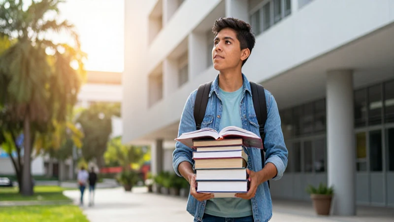 Estudiante universitario mexicano camina hacia su futuro