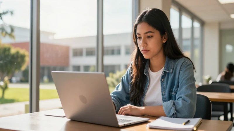 Estudiante mexicano prosperando en el campus moderno