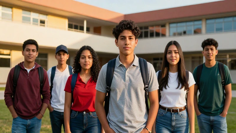 Estudiantes mexicanos en campus universitario brillante