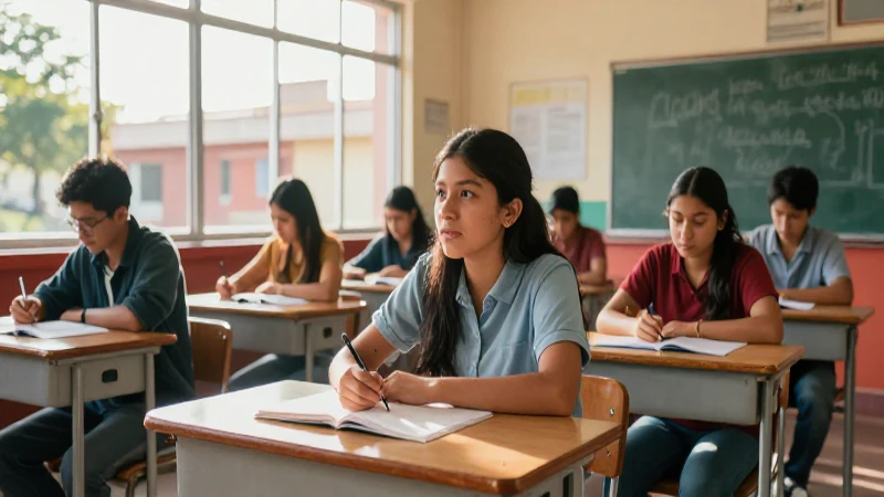 Estudiante mexicano enfocado bajo luz cinematográfica