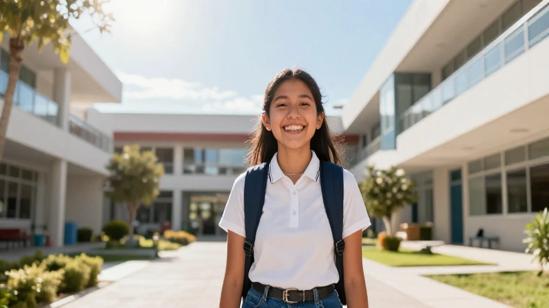 Estudiante alegre en moderno campus