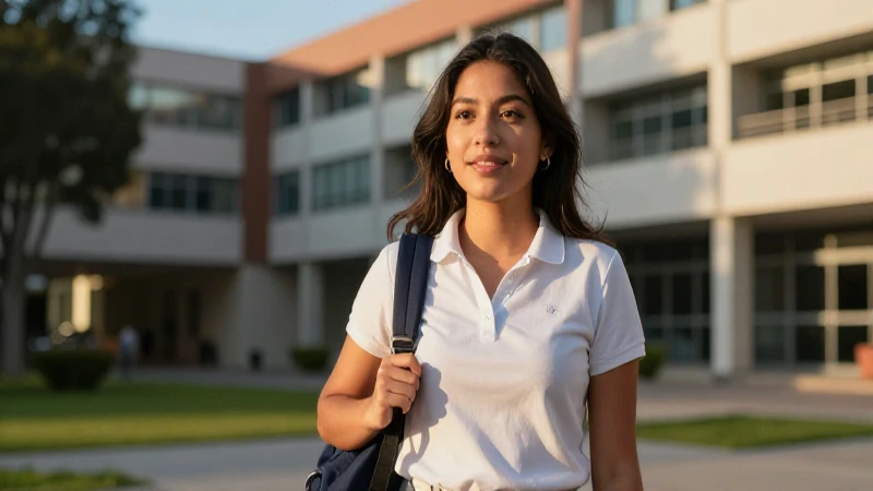 Estudiante mexicano vibrante en campus moderno