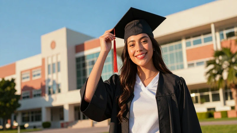 Estudiante mexicano feliz en campus universitario moderno