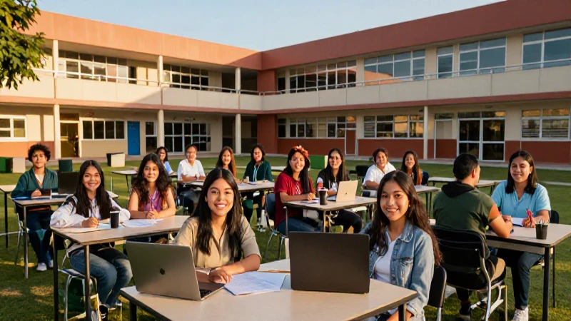 Estudiantes mexicanos son la imagen de aprendizaje digital moderno