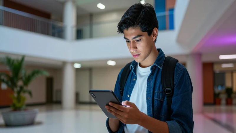 Estudiante mexicano en campus, estilo cinematográfico