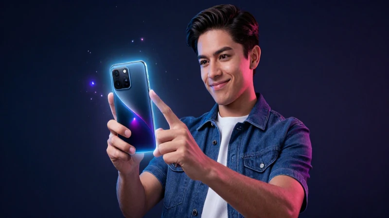 Joven mexicano con smartphone brillante y dinámico
