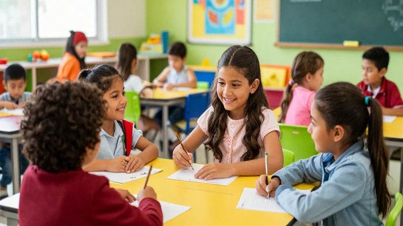 Niños mexicanos alegres aprendiendo en aula vibrante
