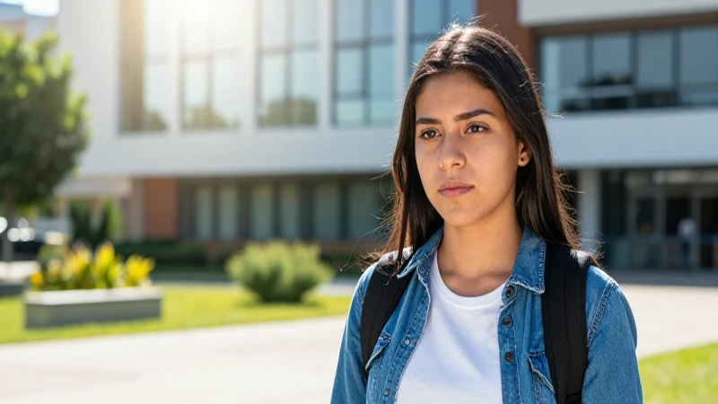 Estudiante mexicano determinado en campus universitario