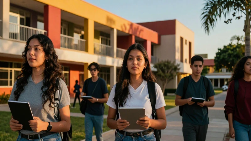 Estudiantes universitarios mexicanos en campus moderno