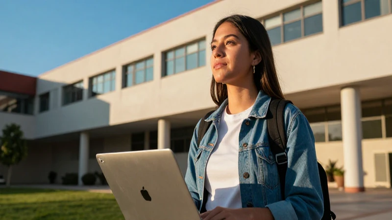 Estudiante mexicano mira un futuro vibrante y brillante