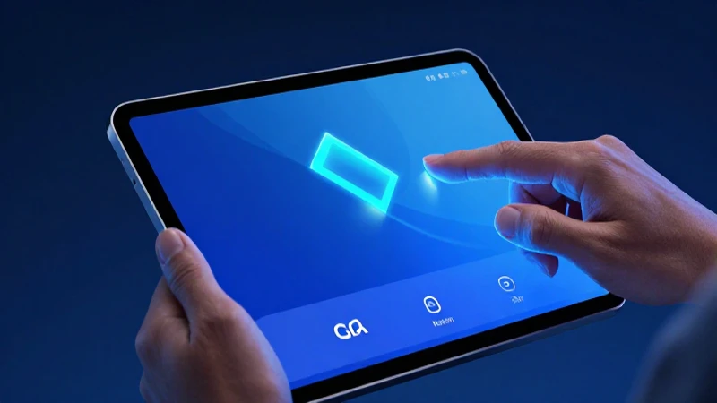 Tablet digital elegante con luz azul vibrante