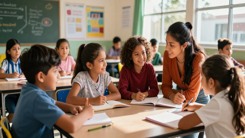 Alumnos mexicanos colaboran en un aula brillante