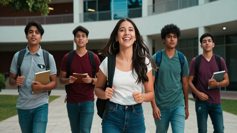 Estudiantes mexicanos dinámicos en campus vibrante