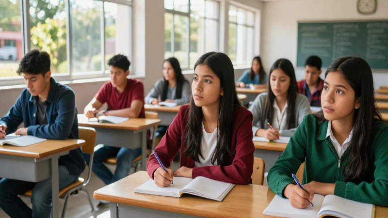 Estudiantes mexicanos en campus universitario moderno