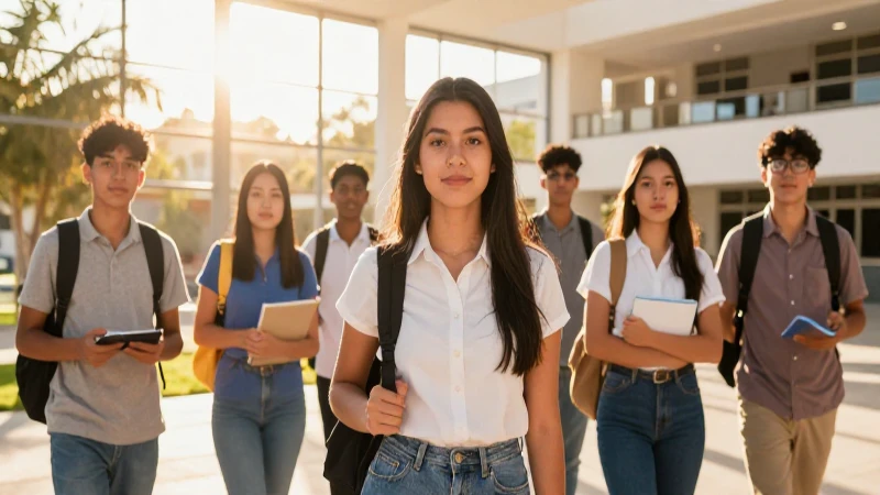 Estudiantes mexicanos exitosos en campus luminoso