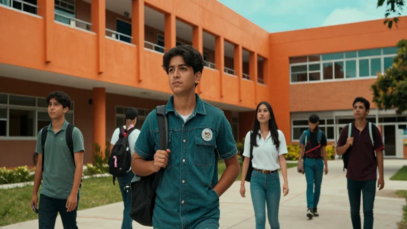 Estudiantes mexicanos vibrantes en campus dinámico