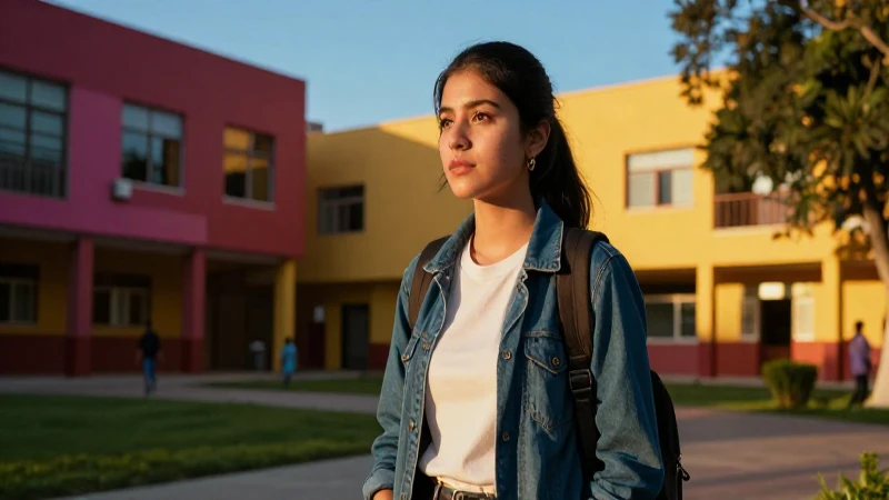 Estudiante mexicano bajo luz dorada