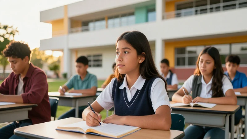 Estudiante mexicano moderno en aula vibrante