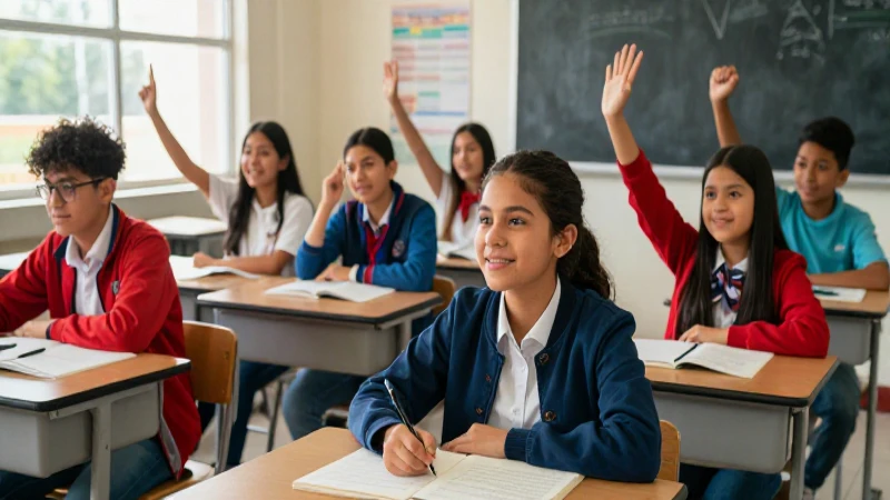 Estudiantes mexicanos exitosos en aula moderna