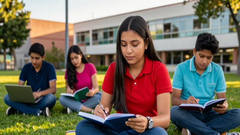 Estudiantes mexicanos en campus universitario vibrante