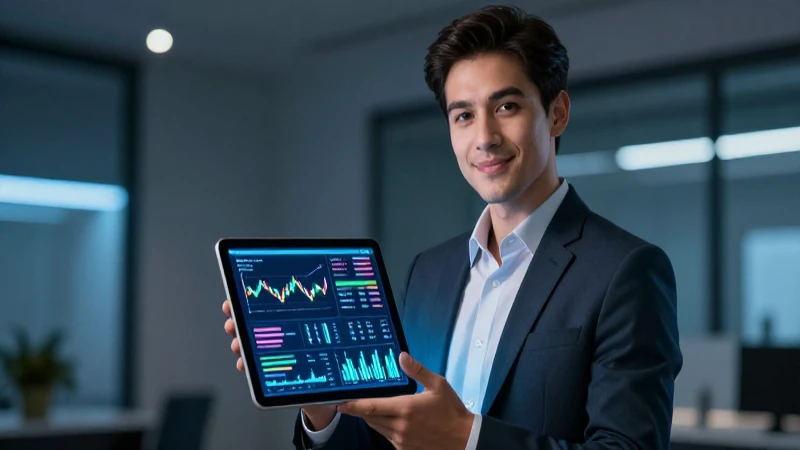 Profesional moderno con tablet y luz dramática