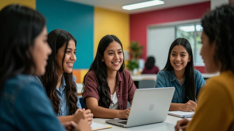 Estudiantes mexicanos colaboran en un campus vibrante