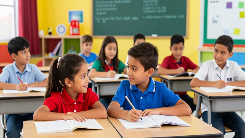 Niños mexicanos aprendiendo con entusiasmo