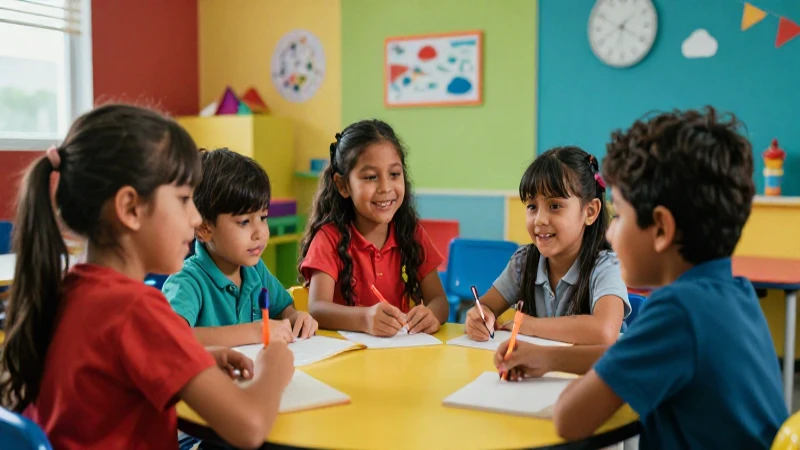 Niños mexicanos felices crean en clase vibrante