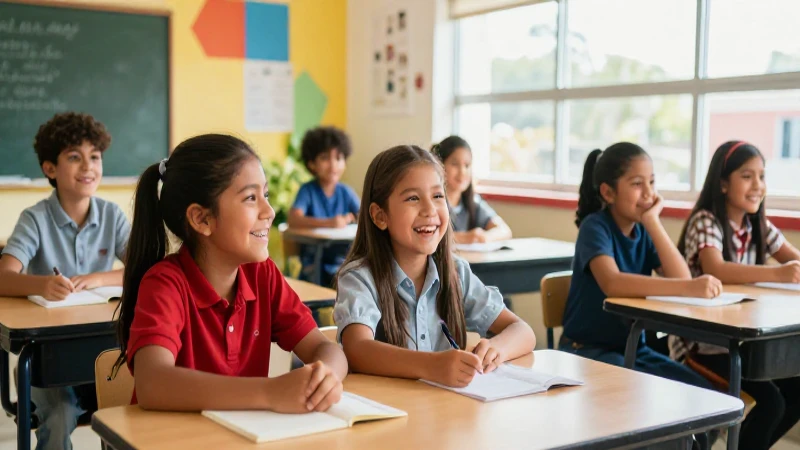Cuál es la dirección y horarios de la Escuela Primaria Benito Juárez 2 Estudiantes mexicanos ríen en aula moderna y luminosa