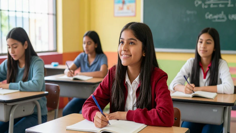 Joven mexicano alegre en clase vibrante