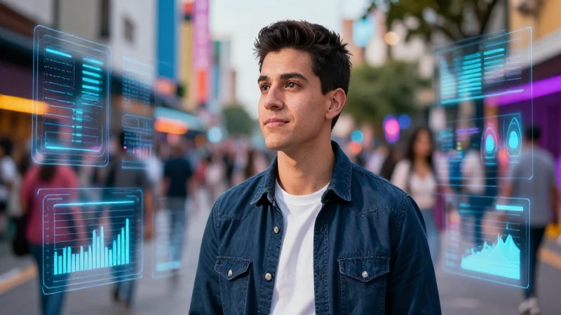 Joven mexicano futurista en escena urbana vibrante