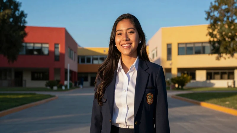 Estudiante mexicano alegre en campus dorado