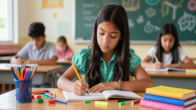 Estudiante mexicano vibrante en clase moderna