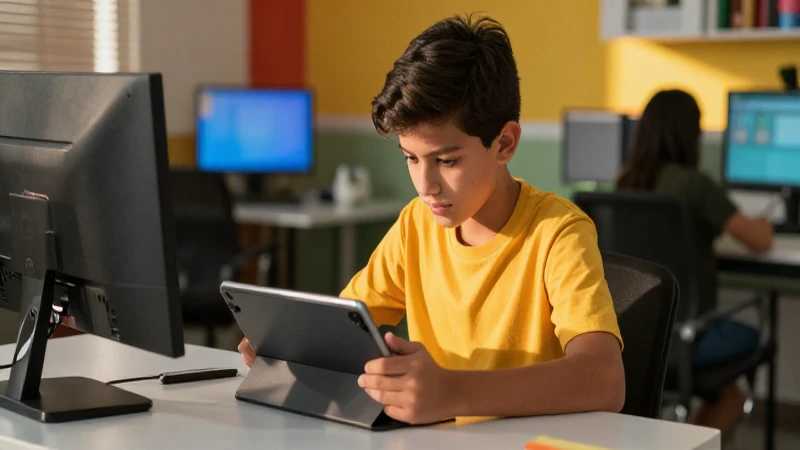 Estudiante enfocado en diseño digital moderno