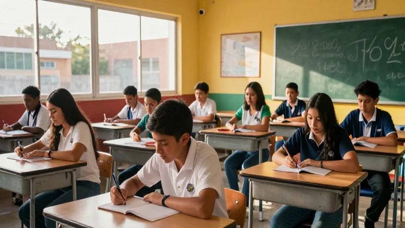Estudiantes mexicanos en un aula moderna y luminosa