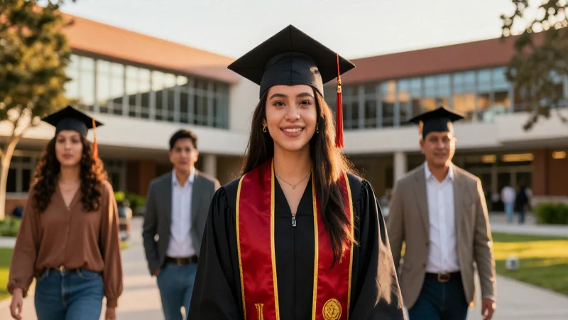 Graduado mexicano en campus moderno