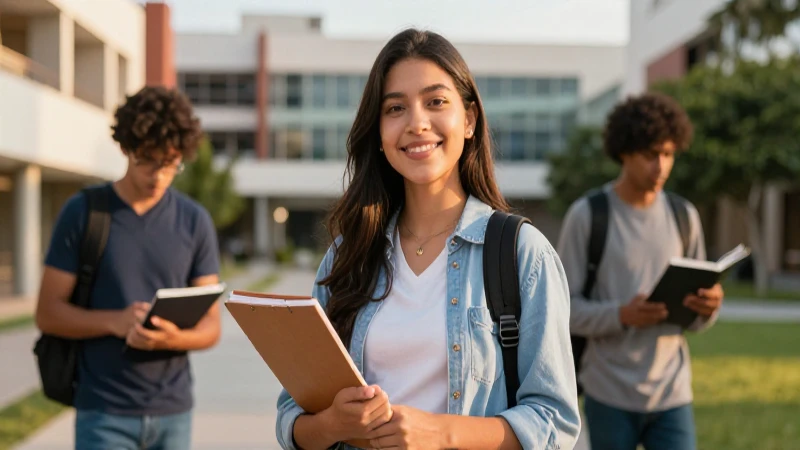 Estudiante mexicano exitoso en campus universitario