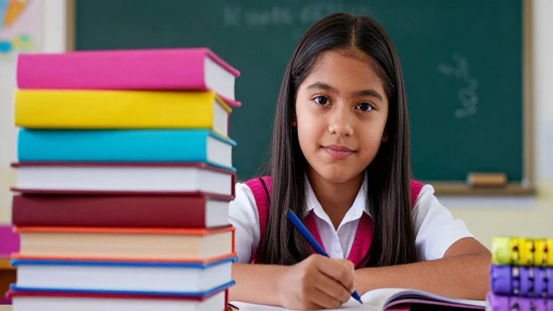 Estudiante mexicano de éxito con suministros vibrantes