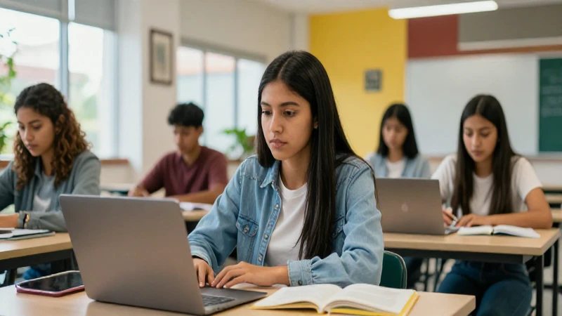 Estudiante mexicano moderno enfocado en progreso