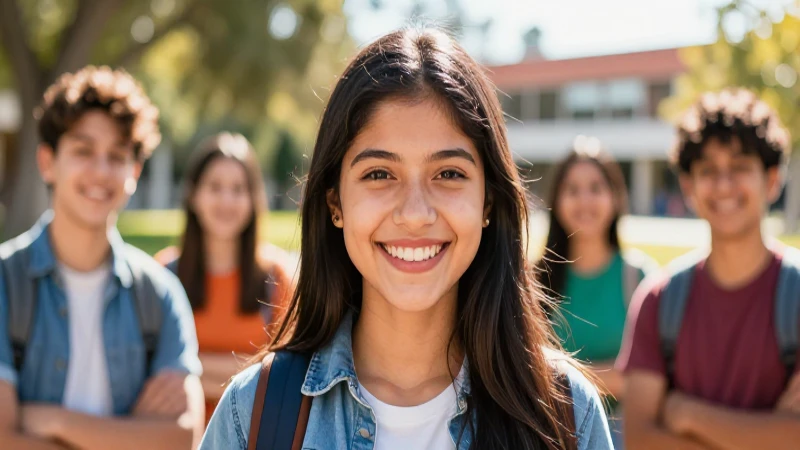 Estudiante mexicano sonriente en campus universitario