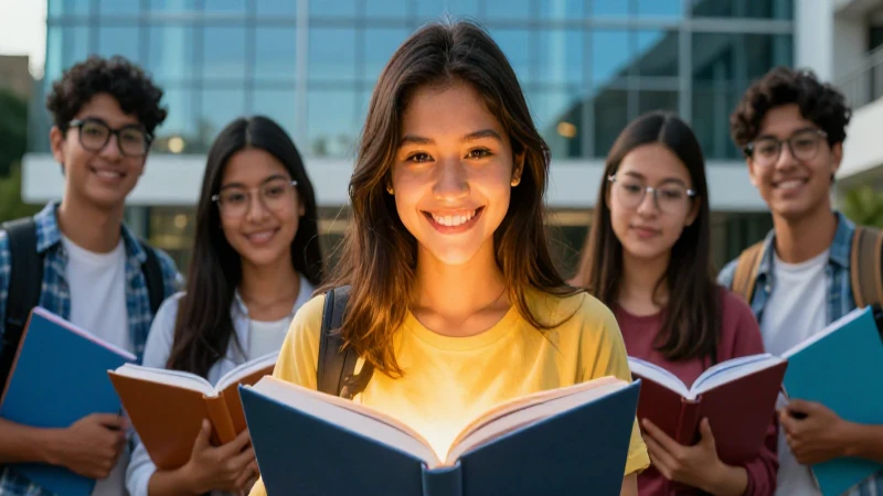 Retrato vibrante de estudiante mexicano sonriente
