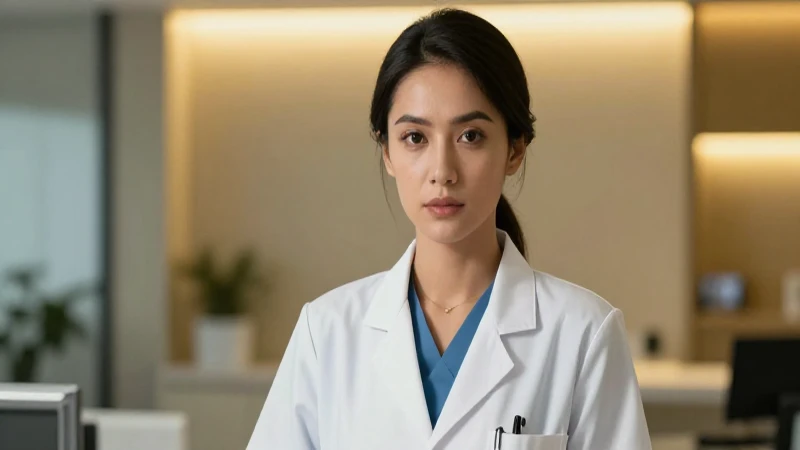 Médica atractiva profesional con un toque de éxito