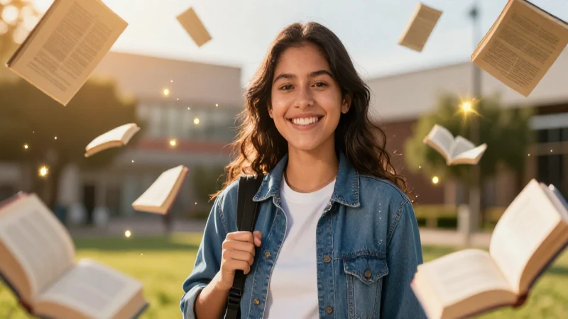 Estudiante mexicano sonríe entre libros y conocimiento