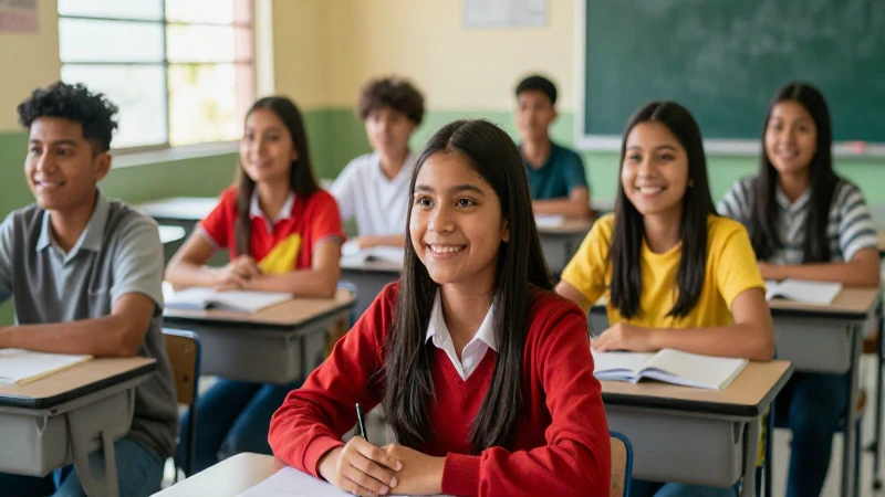 Alumnos mexicanos felices en aula moderna
