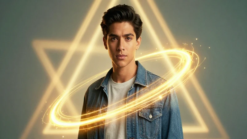 Joven mexicano radiante en ascenso dorado