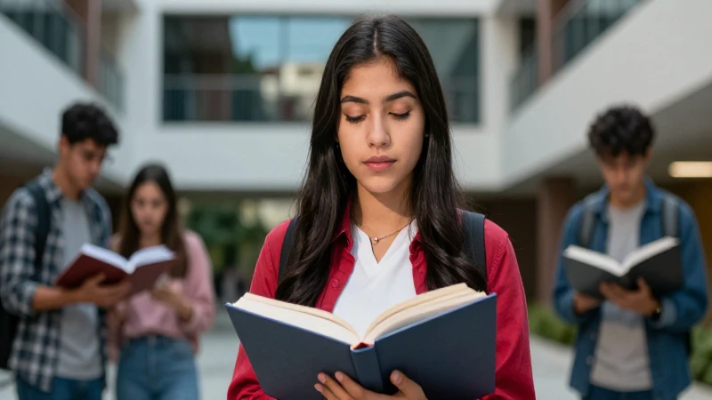 Estudiante mexicano moderno en campus vibrante