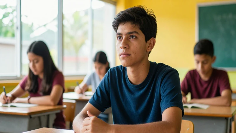 Estudiante mexicano brillante y enfocado en clase