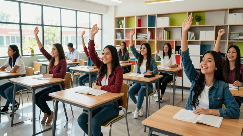 Estudiantes mexicanos celebrando éxito académico