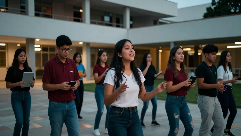 Estudiantes mexicanos vibrantes en campus universitario