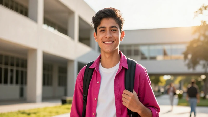 Estudiante mexicano vibrante en el campus